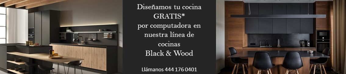 slider cocina minimalista negra y madera promocion